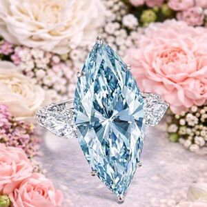 Elegant Silver and Blue Marquise Cut Ring